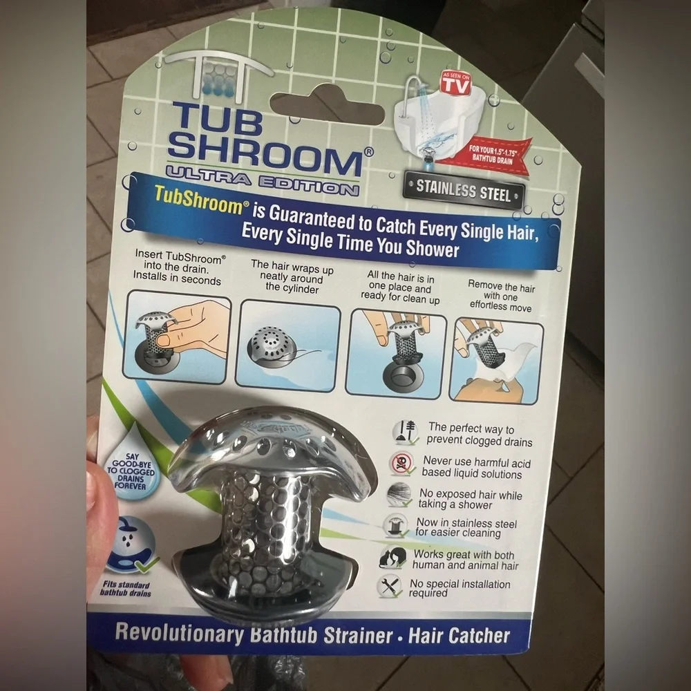 TubShroom® Ultra Drain Protector Hair Catcher Strainer in Stainless Steel (New!)